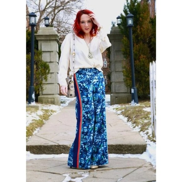 Loft Floral Wide Leg Palazzo Pants 00 EUC - Picture 1 of 9